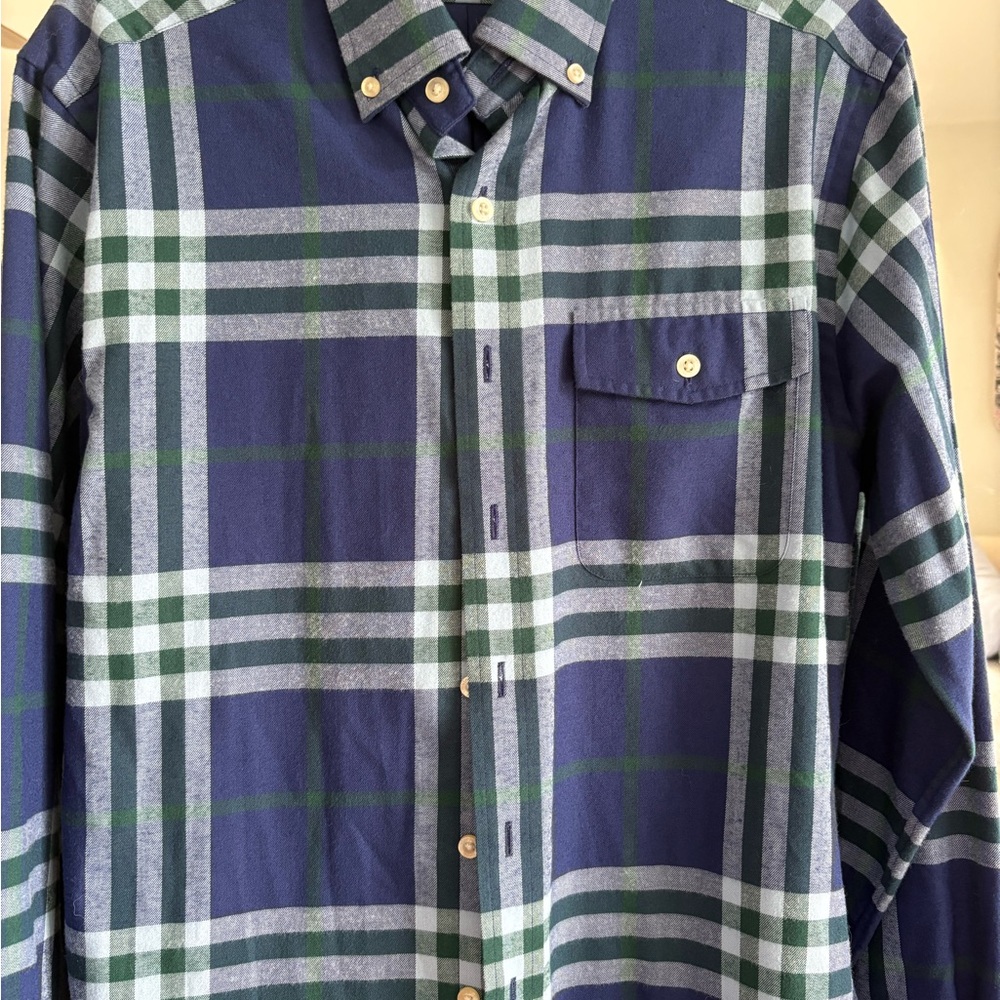 Vineyard Vines Navy and Green Checkered Shirt